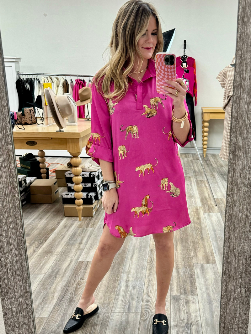 The Amber Pink Mid Sleeve Dress