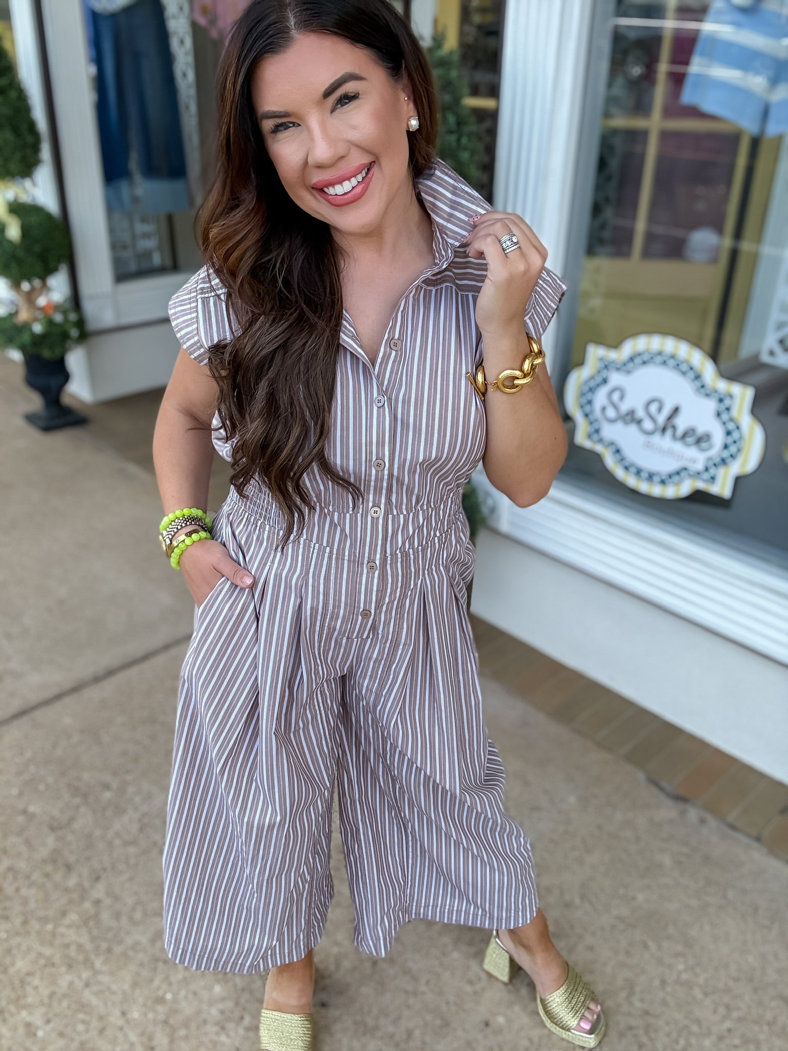 The Abby jumpsuit- striped sleeveless jumpsuit