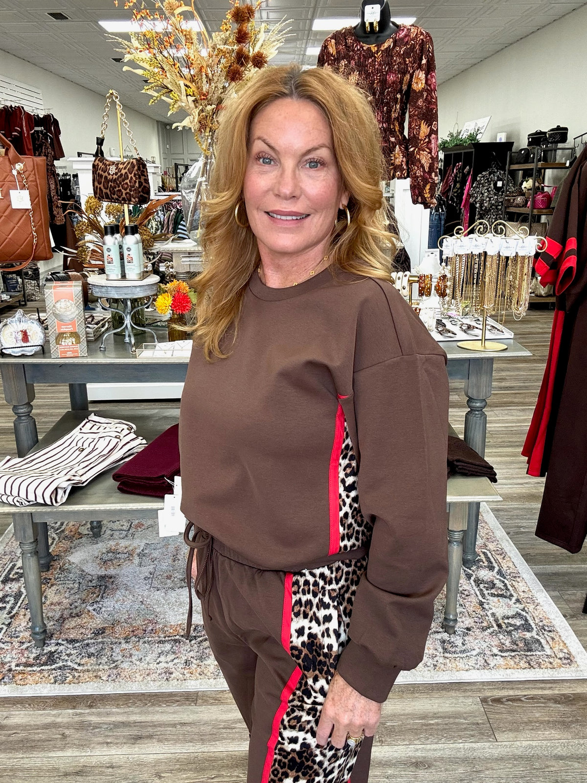 The Megan set - comfy and cozy brown set with a striking cheetah detailing
