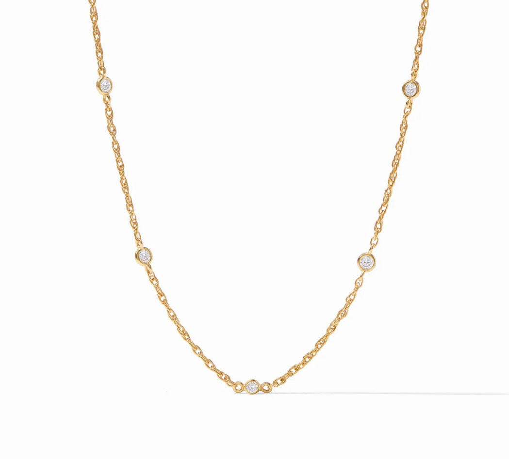 Julie Vos - Celeste Delicate Station Necklace - Gold - Cubic Zirconia