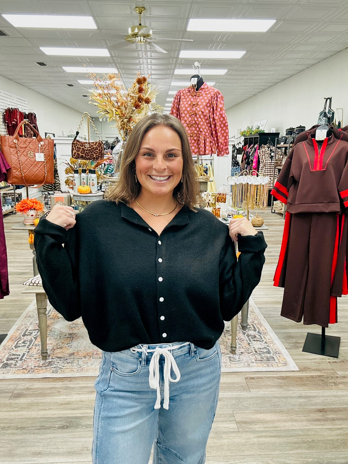 The Miranda Cardigan - Black Long Sleeve Button Down Soft - Ee:some