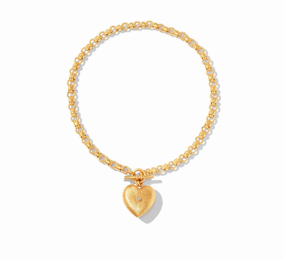 Julie Vos - Esme Heart Necklace - Gold - Cubic Zirconia -