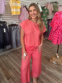 The Caylan set - pink and red striped pants set - Entro