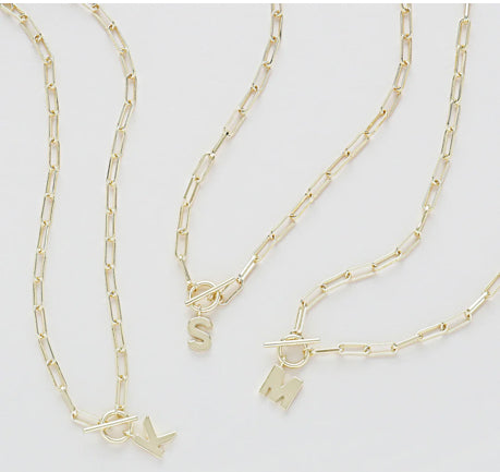 Natalie Wood Design Toggle Initial Necklaces in C Gold