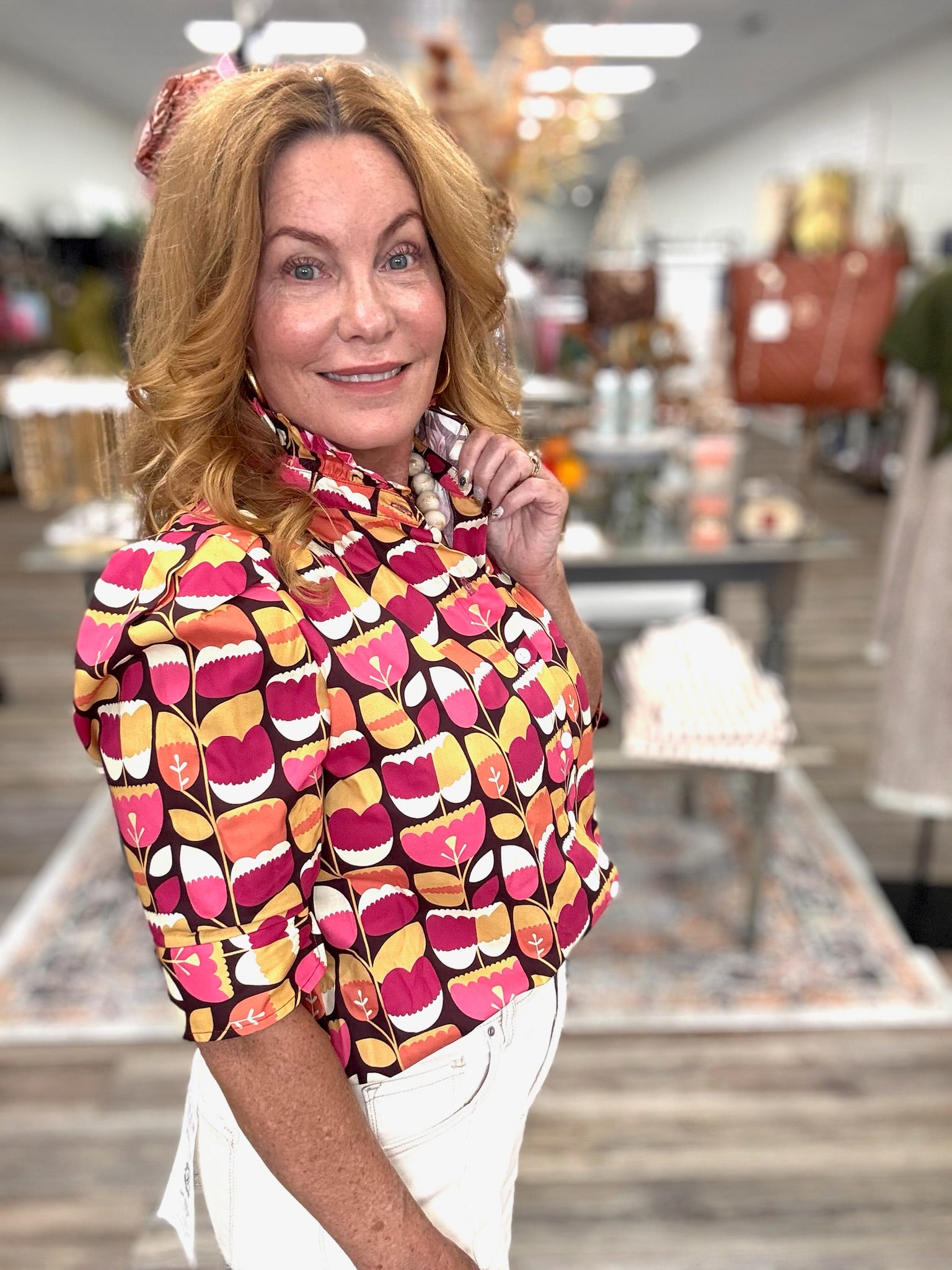 The Jodie Top - Ruffle collar puff sleeve top