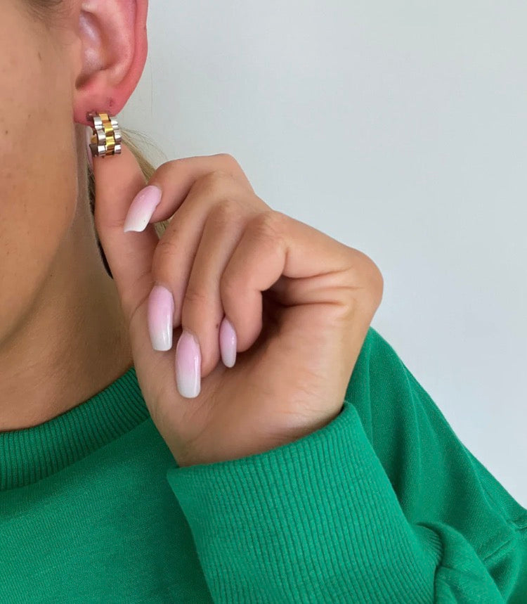 SMALL TWO TONED ROLLY HOOPS - chansuttpearls