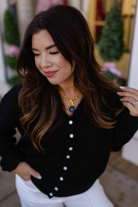 The Miranda Cardigan - Black Long Sleeve Button Down Soft - Ee:some