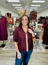 The Sangria Season Top - Textured Top With Contract Band THML