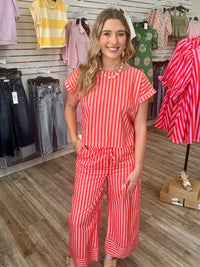 The Caylan set - pink and red striped pants set - Entro