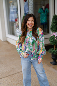 The Leah blouse - Leaf print button down blouse - Ee:some
