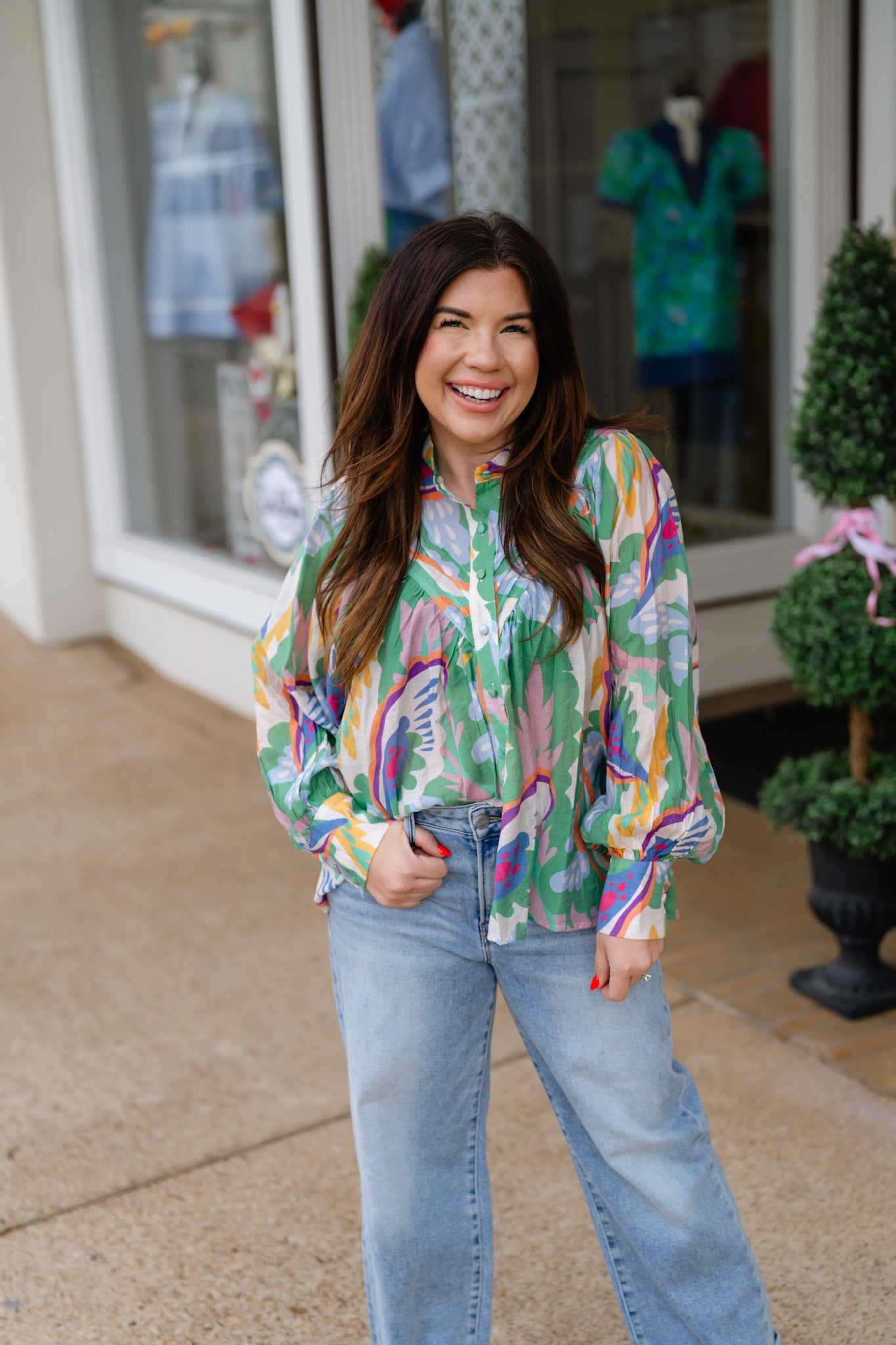The Leah blouse - Leaf print button down blouse - Ee:some