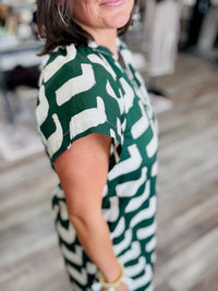 Emerald Abstract Shift Dress