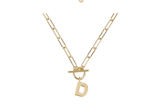 Natalie Wood Design Toggle Initial Necklaces in D Gold