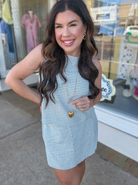 The Heidi Skort Set - Two Piece Set Checkered Sage Print - HYFVE