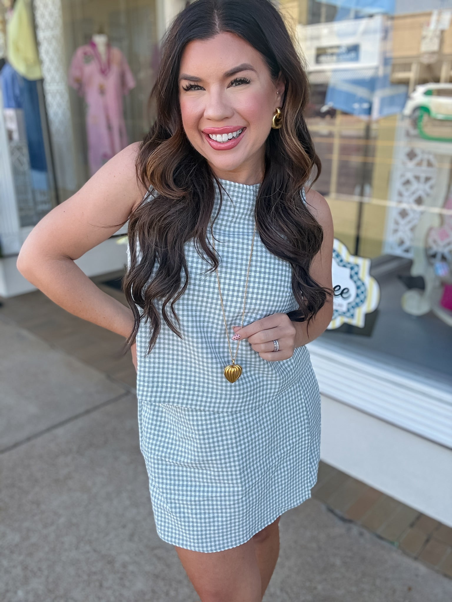 The Heidi Skort Set - Two Piece Set Checkered Sage Print - HYFVE