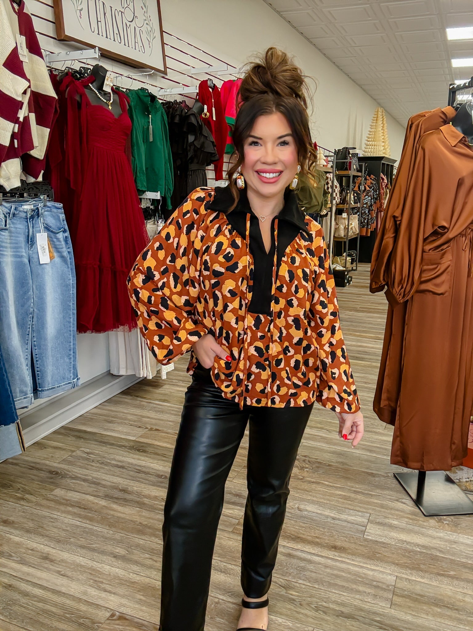 The Elena Leopard Top