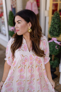 The Sadie Bloom Dress - Floral Spring Puff Sleeve Long Dress - Entro