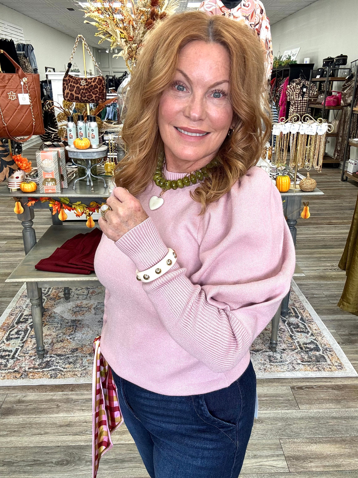 Pretty in pink sweater - Soft dusty pink knit sweater featuring feminine puff sleeves, a classic round neckline, and a relaxed high-low hem.