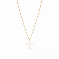Julie Vos - Gumdrop Cross Delicate Necklace - Gold - Pearl