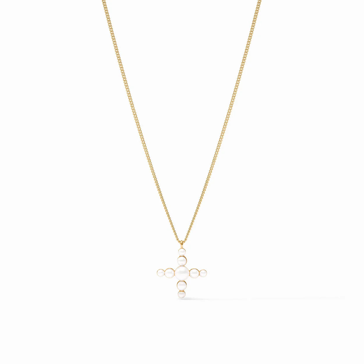 Julie Vos - Gumdrop Cross Delicate Necklace - Gold - Pearl