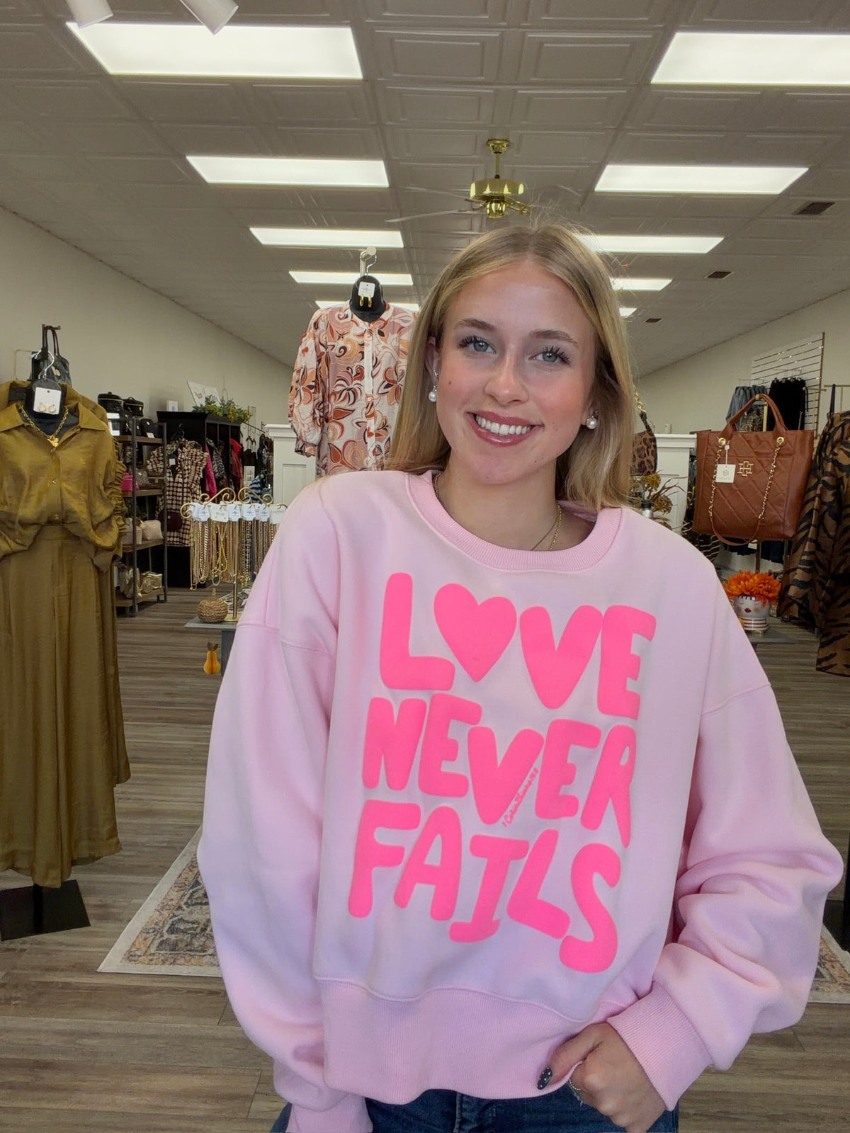 The Lover Never Fails Sweatshirt - Hot Pink Soft Long Sleeve - Poppy & Pine