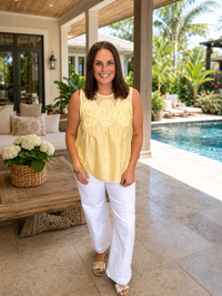 The Georgia Top - sleeveless yellow mesh top - fate