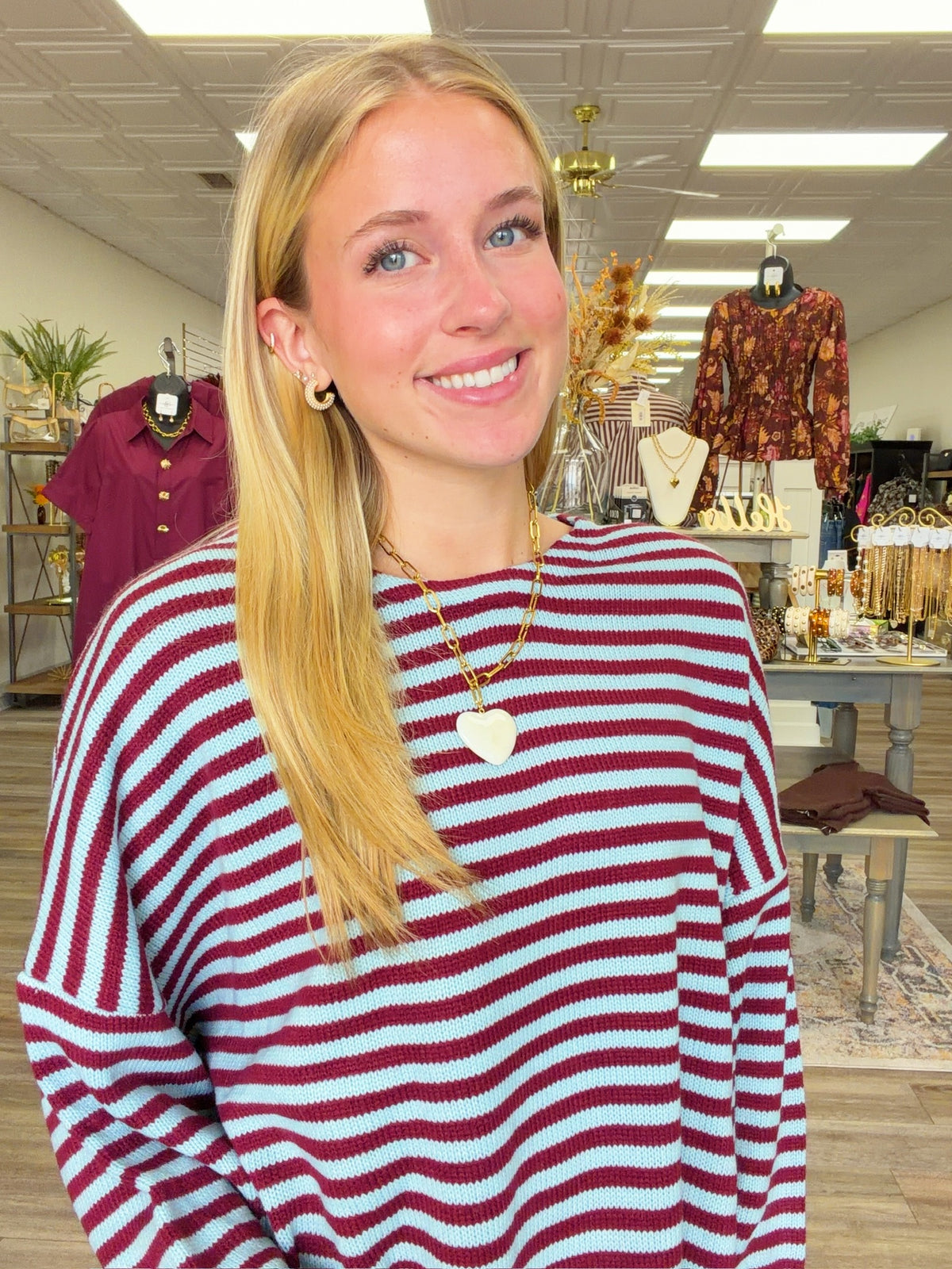 The Regan Striped Sweater - striped long sleeve soft sweater