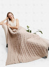Braided Cable Knit Luxury Soft Throw Blanket - Beige