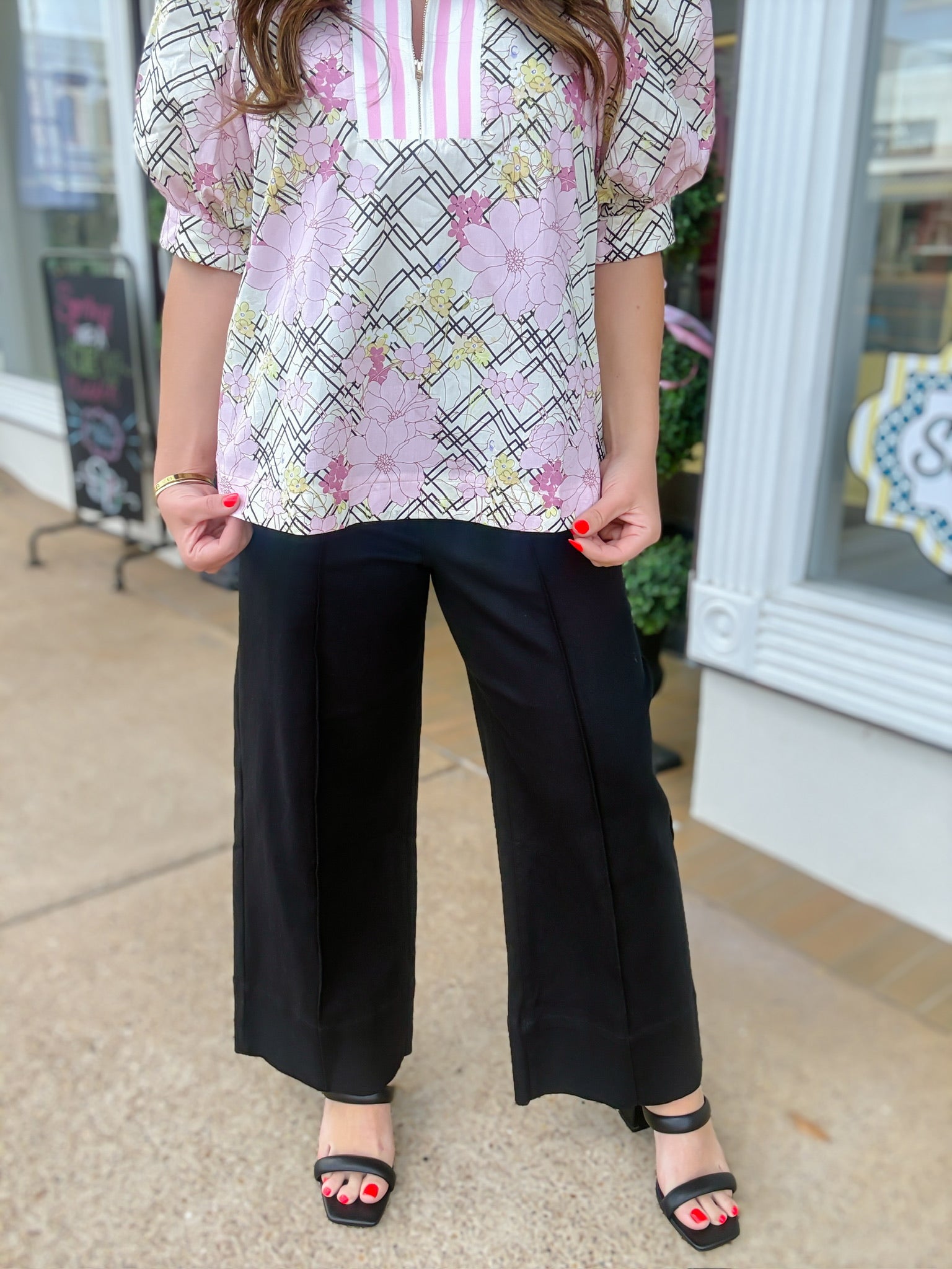 The Harper Pants - Black High Rise Straight Leg Front Seam - Entro