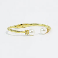 Pearl Serenity Gold Bangle - treasure jewels