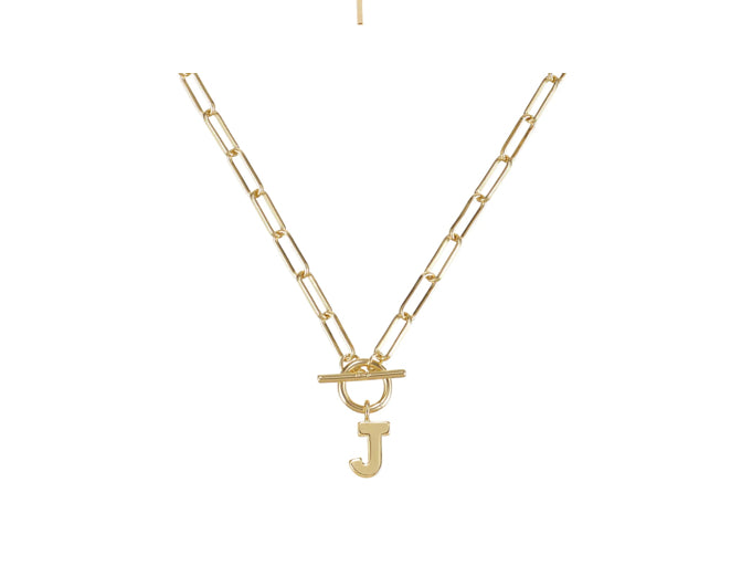 Natalie Wood Design Toggle Initial Necklaces in J  Gold