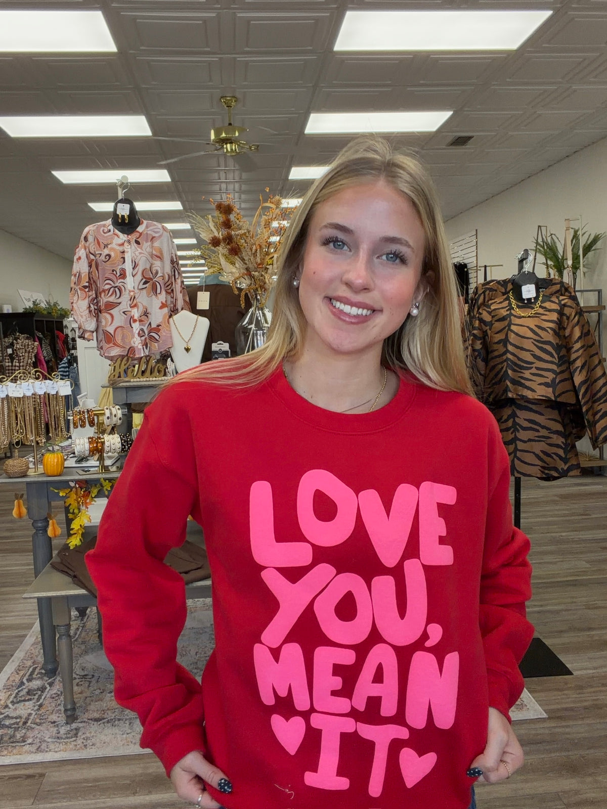 The Love You, Mean It Sweatshirt - Red Long Sleeve Soft Sweatshirt