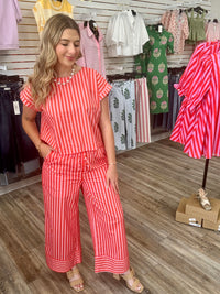 The Caylan set - pink and red striped pants set - Entro