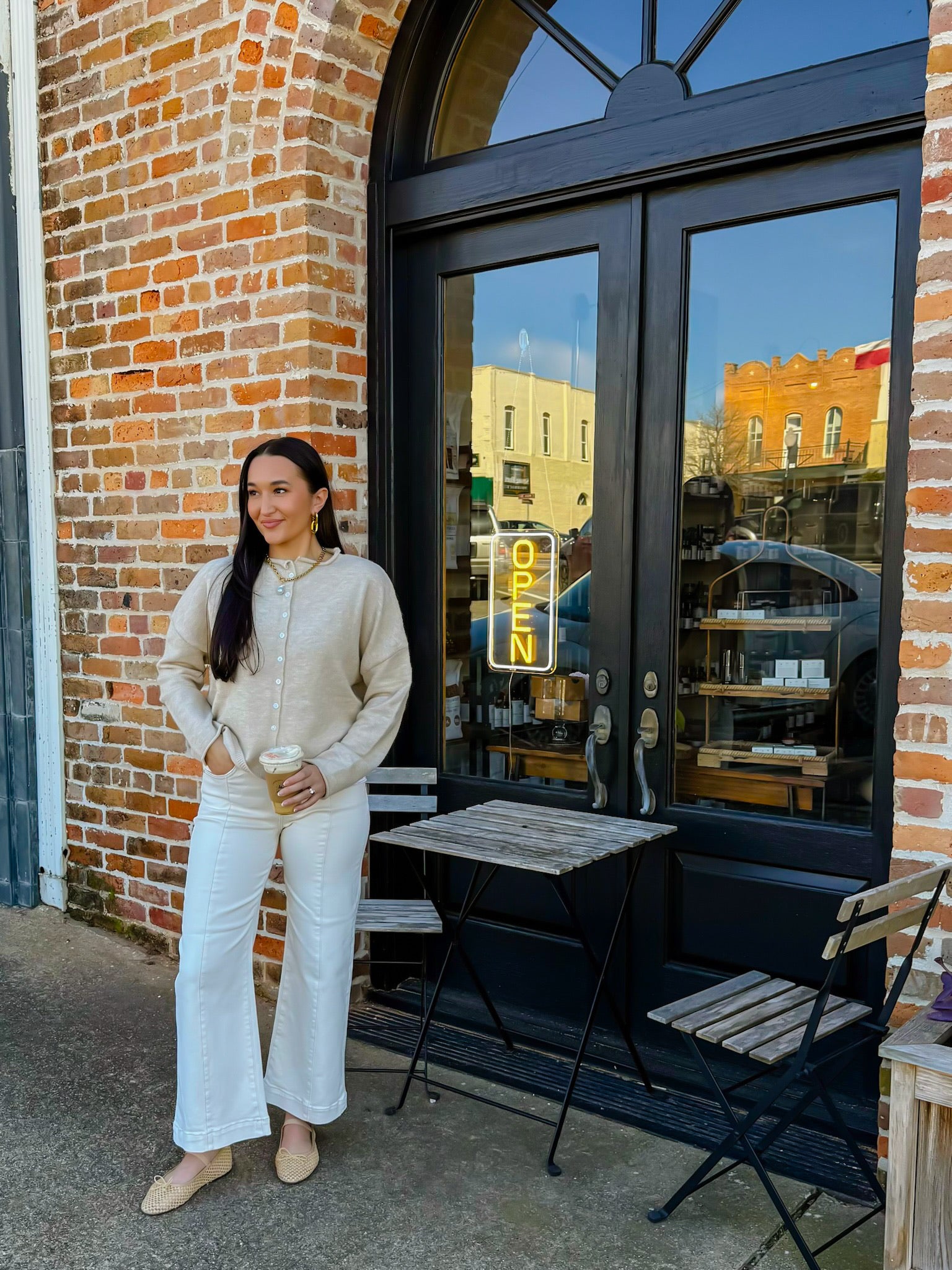 The Miranda Cardigan - Sand Long Sleeve Button Down Soft - Ee:some