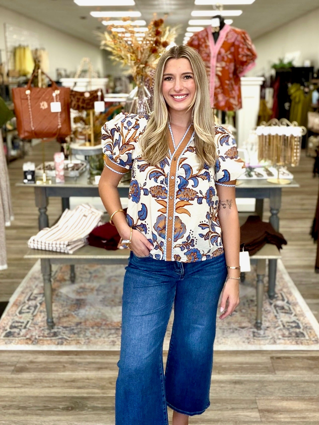 Maribel Floral Trim Blouse