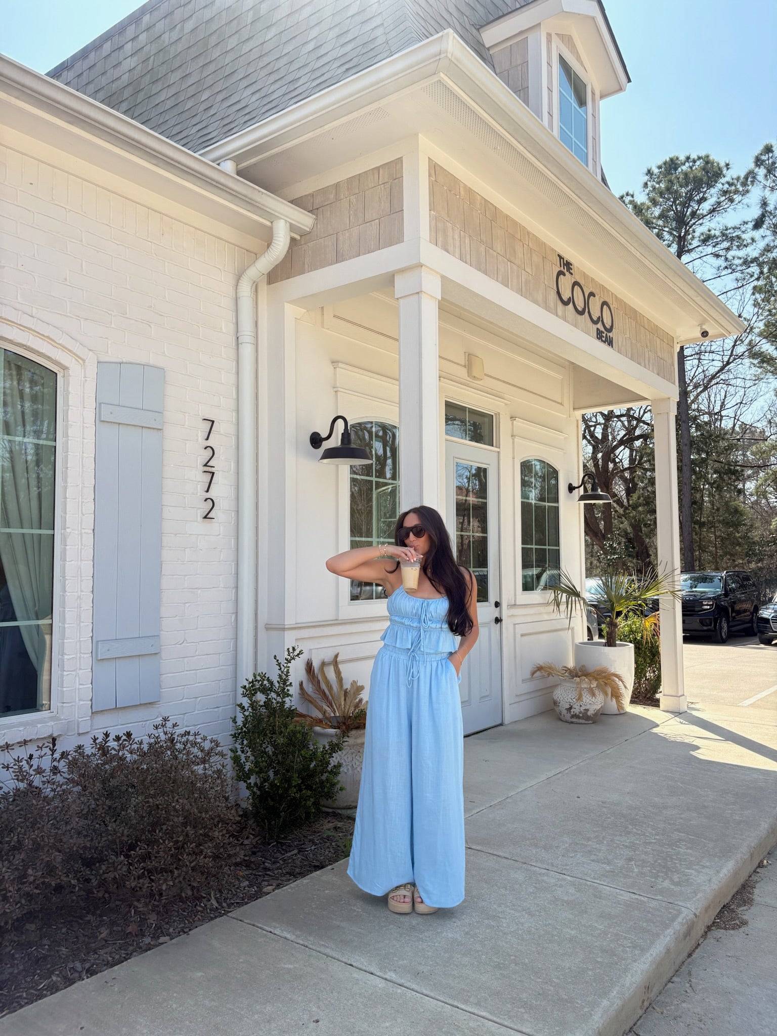 The Monica Set - Light Blue Cinch top With Loose Pants - HYFVE