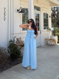 The Monica Set - Light Blue Cinch top With Loose Pants - HYFVE