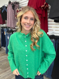 The Miranda Cardigan - Green Long Sleeve Button Down Soft - Ee:some