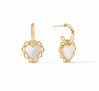 Julie Vos - Lace Heart Hoop & Charm Earring - Gold - Mother Of Pearl
