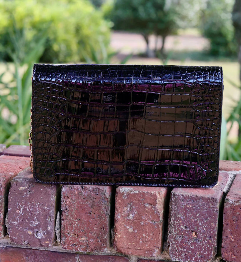Bryn Crossbody Clutch Black Patent - Caroline Hill