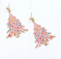 Christmas Sparkle Tree Earring Pink - Caroline Hill