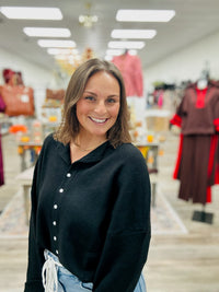 The Miranda Cardigan - Black Long Sleeve Button Down Soft - Ee:some