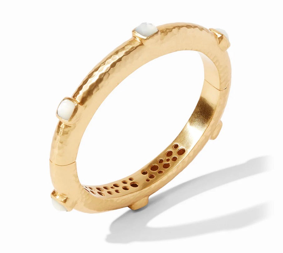 Julie Vos - Catalina Stone Hinge Bangle - Gold - Cubic Zirconia