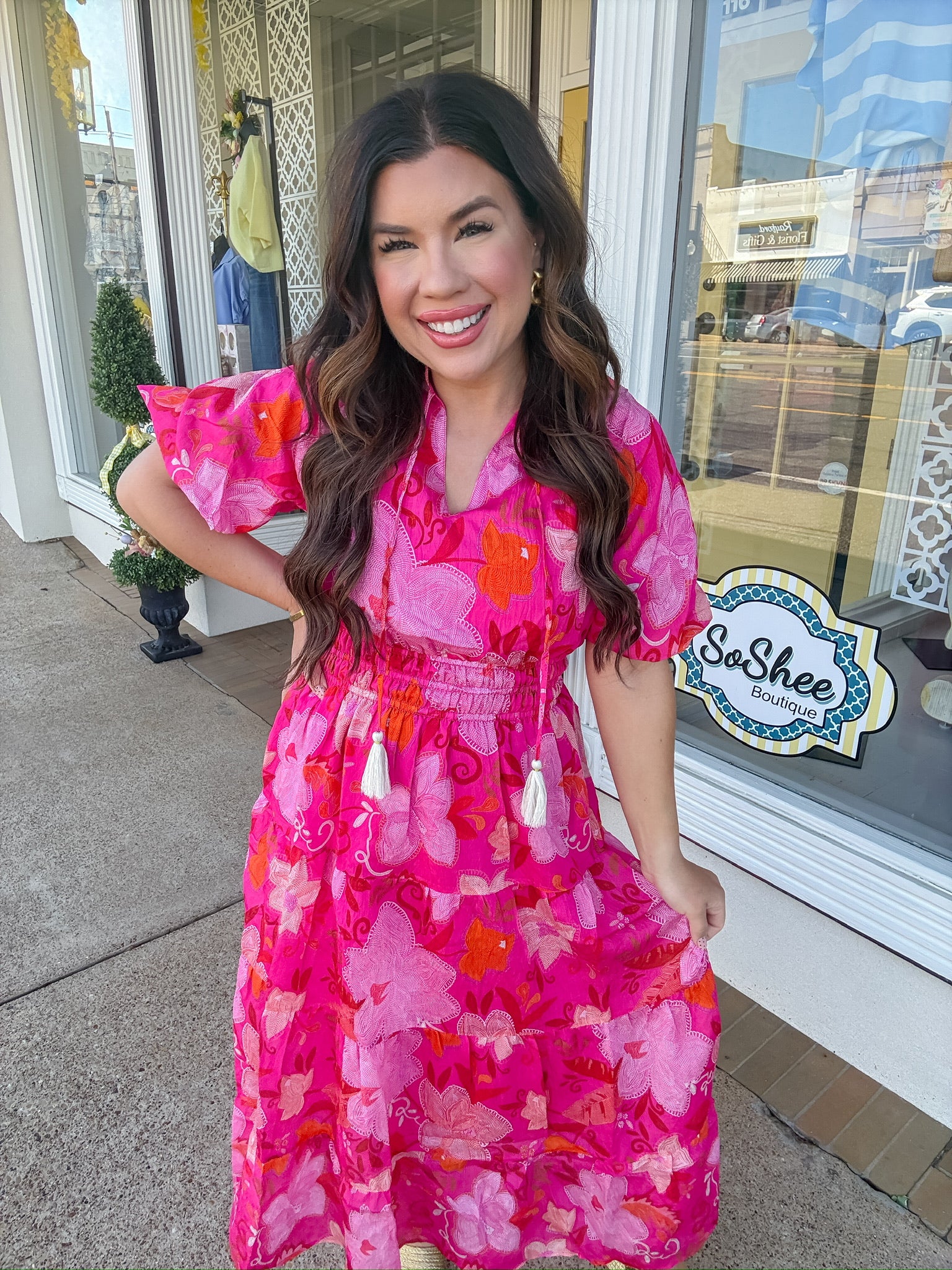 The Rosie Luxe Bloom Dress - Floral Puff Sleeve Tiered Maxi Dress