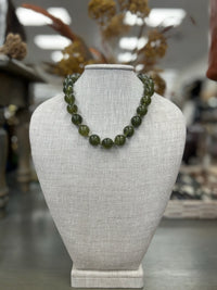 Olive Green Beaded Statement Necklace