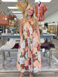 The Blair Fall Dress - Floral Autumn Print Front Detailing