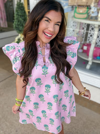 The Leslie Dress - Floral Print Ruffle Mini Dress - TCEC