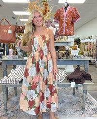 The Blair Fall Dress - Floral Autumn Print Front Detailing