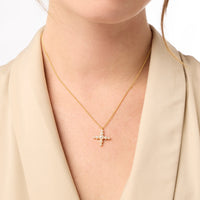 Julie Vos - Gumdrop Cross Delicate Necklace - Gold - Pearl
