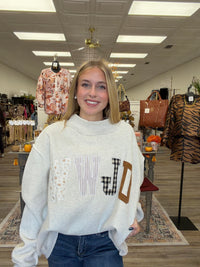 WWJD Embroidered Mock Neck sweatshirt